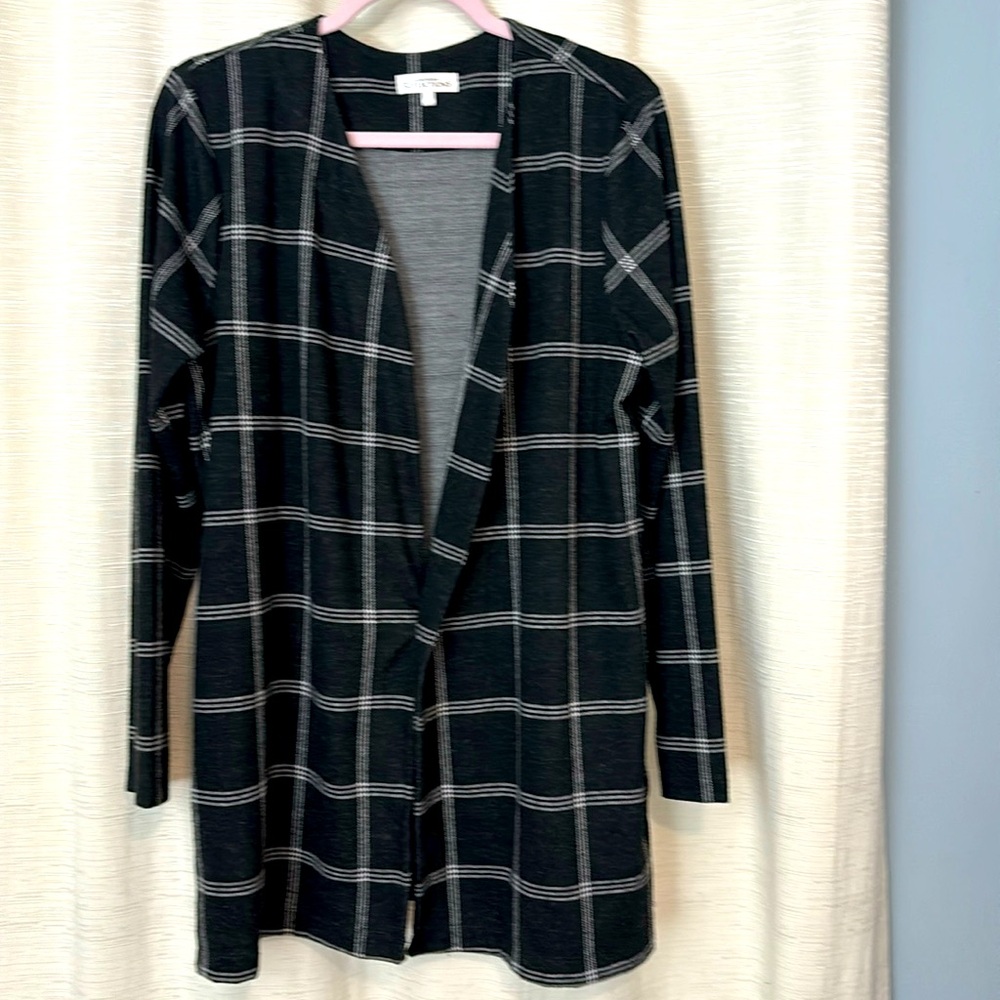 Northern reflections women’s long sleeve black/white plaid cardigan size large